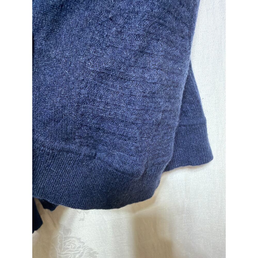 Vertical Design Cashmere Sweater Large Navy Blue 2 Ply Classic Preppy Ribbed - Picture 2 of 5
